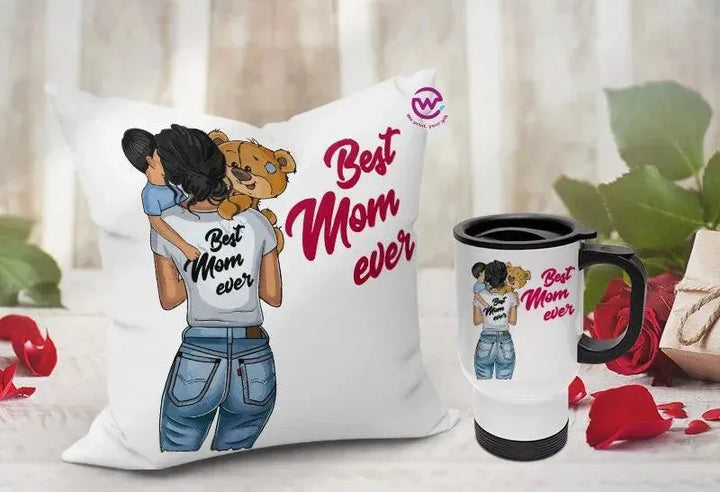 Set- ( Canvas Cushion Square Shape +Travel Mug ) -Mother's Day 1 - WE PRINT