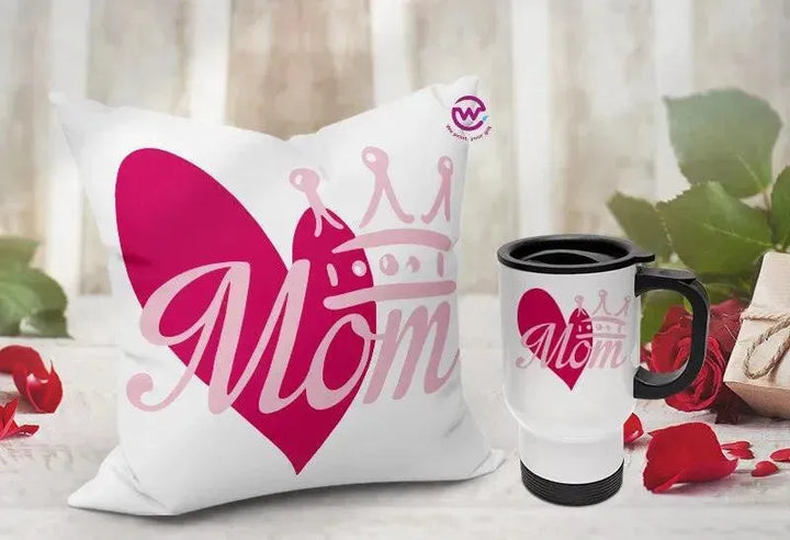 Set- ( Canvas Cushion Square Shape +Travel Mug ) -Mother's Day 1 - WE PRINT