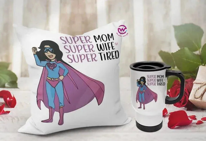 Set- ( Canvas Cushion Square Shape +Travel Mug ) -Mother's Day 1 - WE PRINT