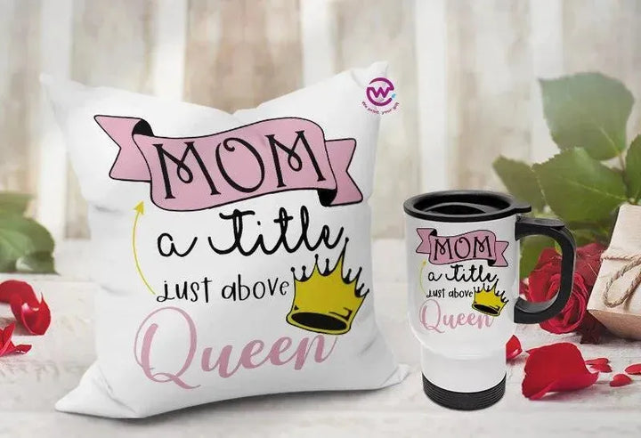 Set- ( Canvas Cushion Square Shape +Travel Mug ) -Mother's Day 1 - WE PRINT