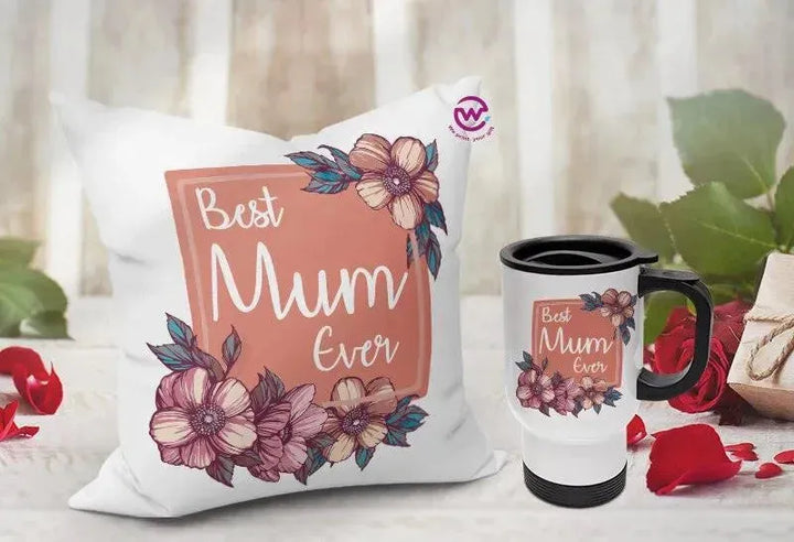 Set- ( Canvas Cushion Square Shape +Travel Mug ) -Mother's Day 1 - WE PRINT