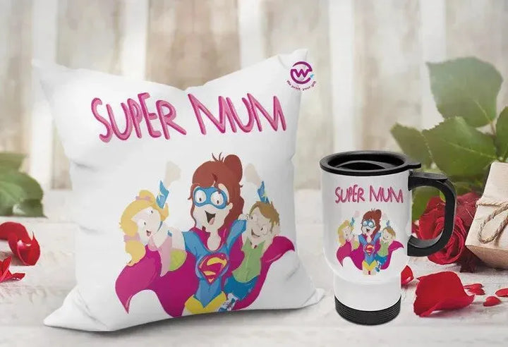 Set- ( Canvas Cushion Square Shape +Travel Mug ) -Mother's Day 1 - WE PRINT