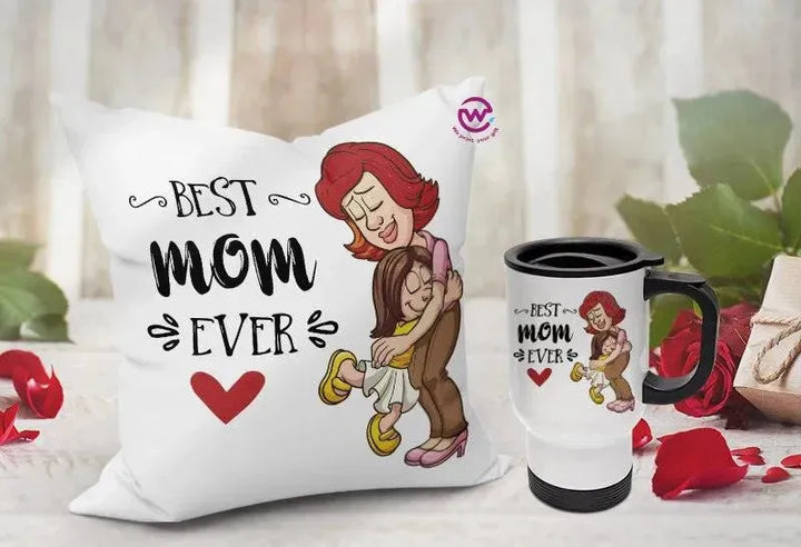 Set- ( Canvas Cushion Square Shape +Travel Mug ) -Mother's Day 1 - WE PRINT