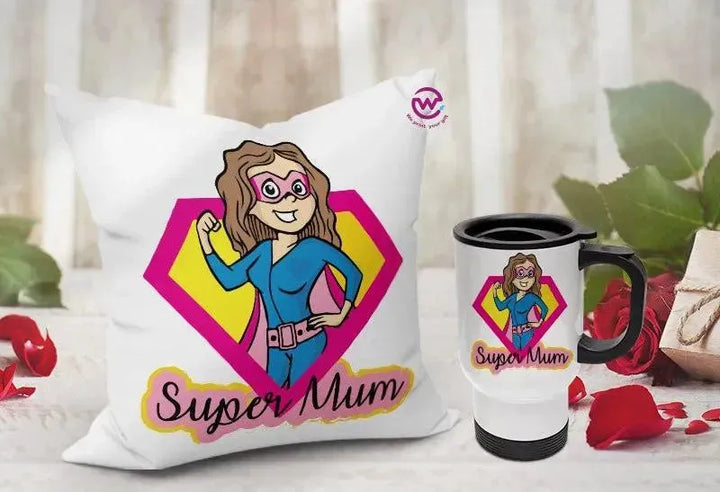 Set- ( Canvas Cushion Square Shape +Travel Mug ) -Mother's Day 1 - WE PRINT