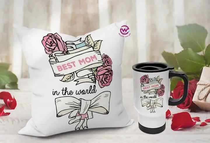 Set- ( Canvas Cushion Square Shape +Travel Mug ) -Mother's Day 1 - WE PRINT