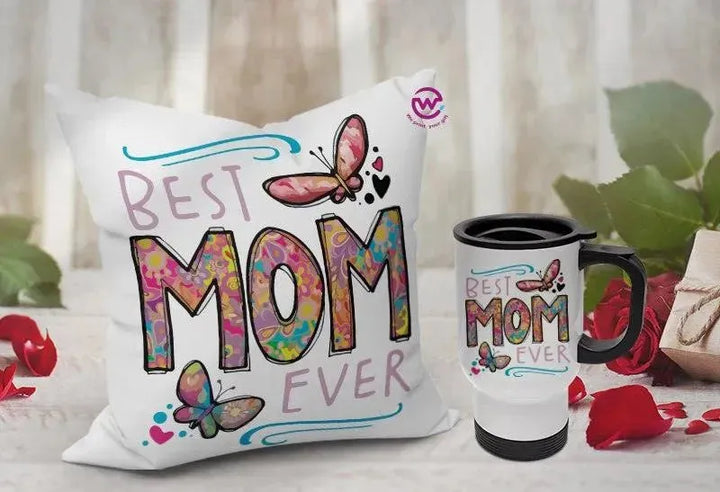 Set- ( Canvas Cushion Square Shape +Travel Mug ) -Mother's Day 1 - WE PRINT