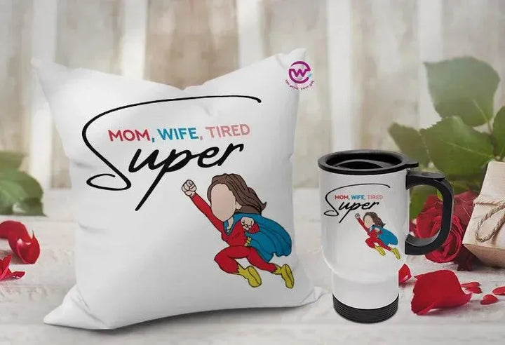 Set- ( Canvas Cushion Square Shape +Travel Mug ) -Mother's Day 1 - WE PRINT