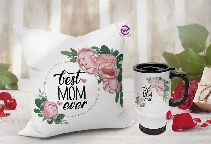 Set- ( Canvas Cushion Square Shape +Travel Mug ) -Mother's Day 1 - WE PRINT