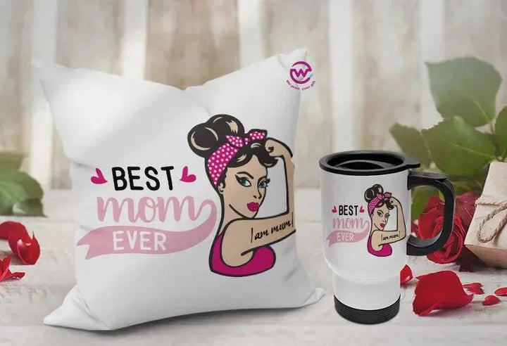 Set- ( Canvas Cushion Square Shape +Travel Mug ) -Mother's Day 1 - WE PRINT