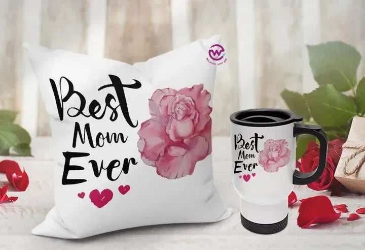 Set- ( Canvas Cushion Square Shape +Travel Mug ) -Mother's Day 1 - WE PRINT