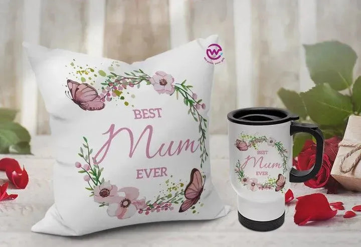 Set- ( Canvas Cushion Square Shape +Travel Mug ) -Mother's Day 1 - WE PRINT