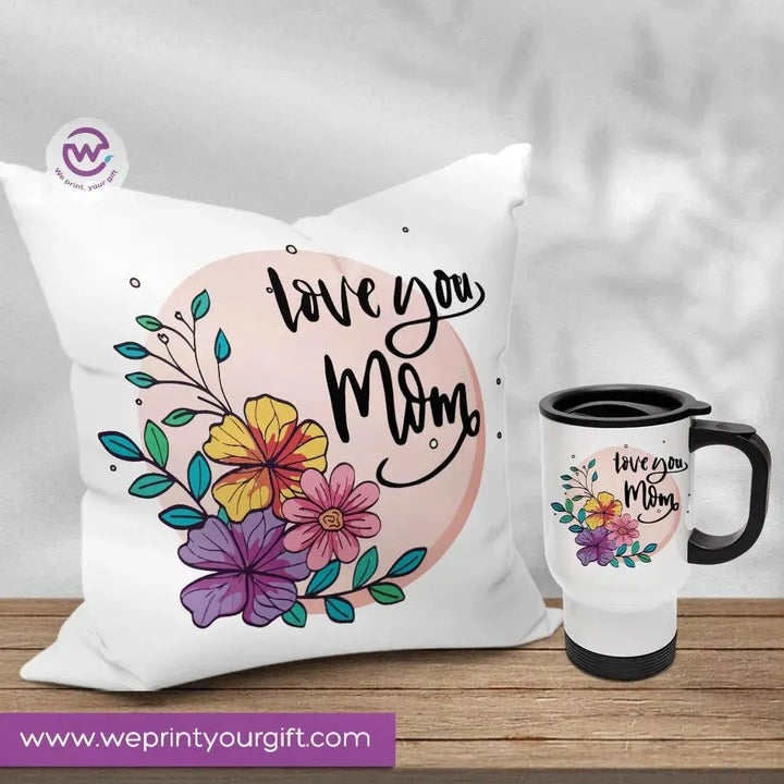 Set- ( Canvas Cushion Square Shape +Travel Mug ) -Mother's Day - WE PRINT