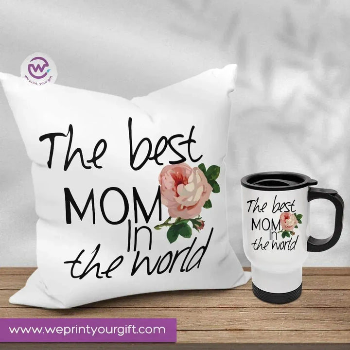 Set- ( Canvas Cushion Square Shape +Travel Mug ) -Mother's Day - WE PRINT