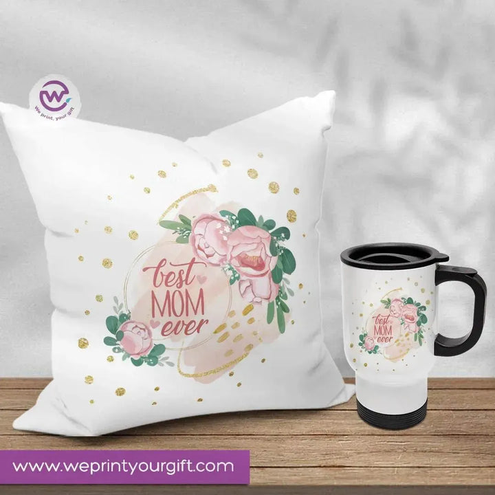 Set- ( Canvas Cushion Square Shape +Travel Mug ) -Mother's Day - WE PRINT