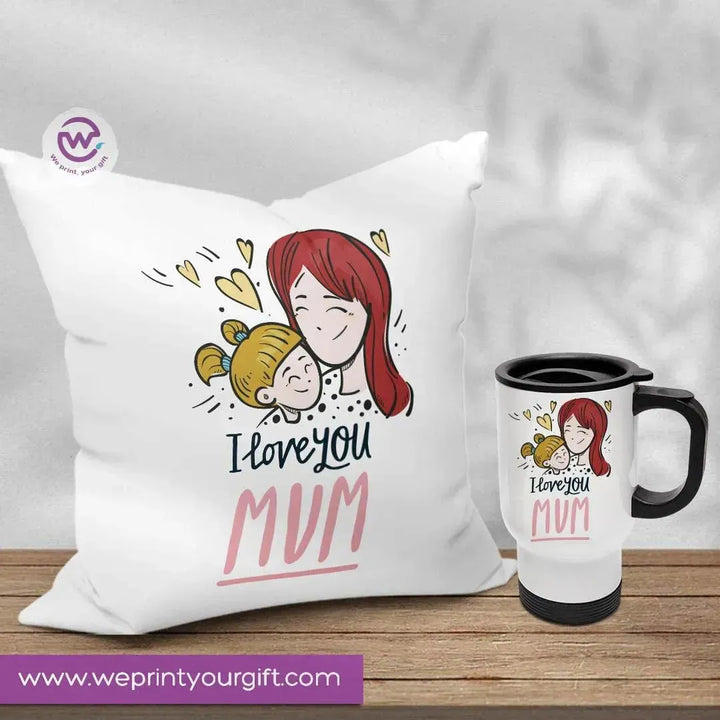 Set- ( Canvas Cushion Square Shape +Travel Mug ) -Mother's Day - WE PRINT