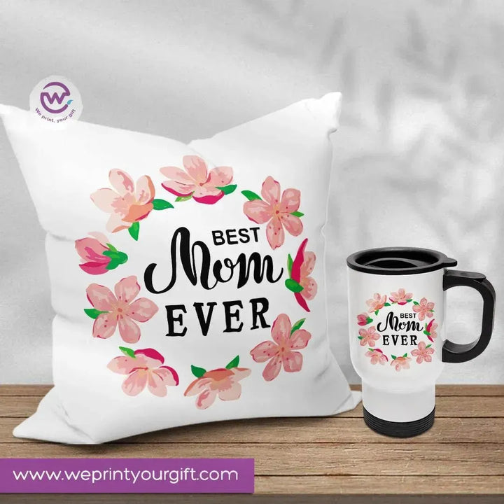 Set- ( Canvas Cushion Square Shape +Travel Mug ) -Mother's Day - WE PRINT