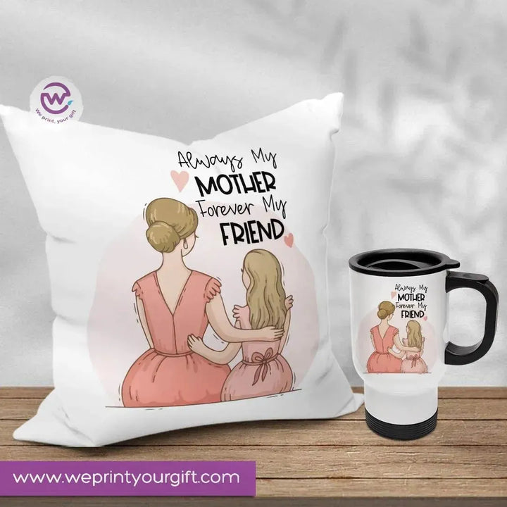 Set- ( Canvas Cushion Square Shape +Travel Mug ) -Mother's Day - WE PRINT