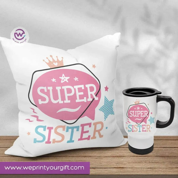 Set- ( Canvas Cushion Square Shape +Travel Mug ) -Mother's Day - WE PRINT