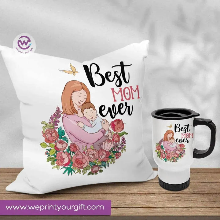 Set- ( Canvas Cushion Square Shape +Travel Mug ) -Mother's Day - WE PRINT