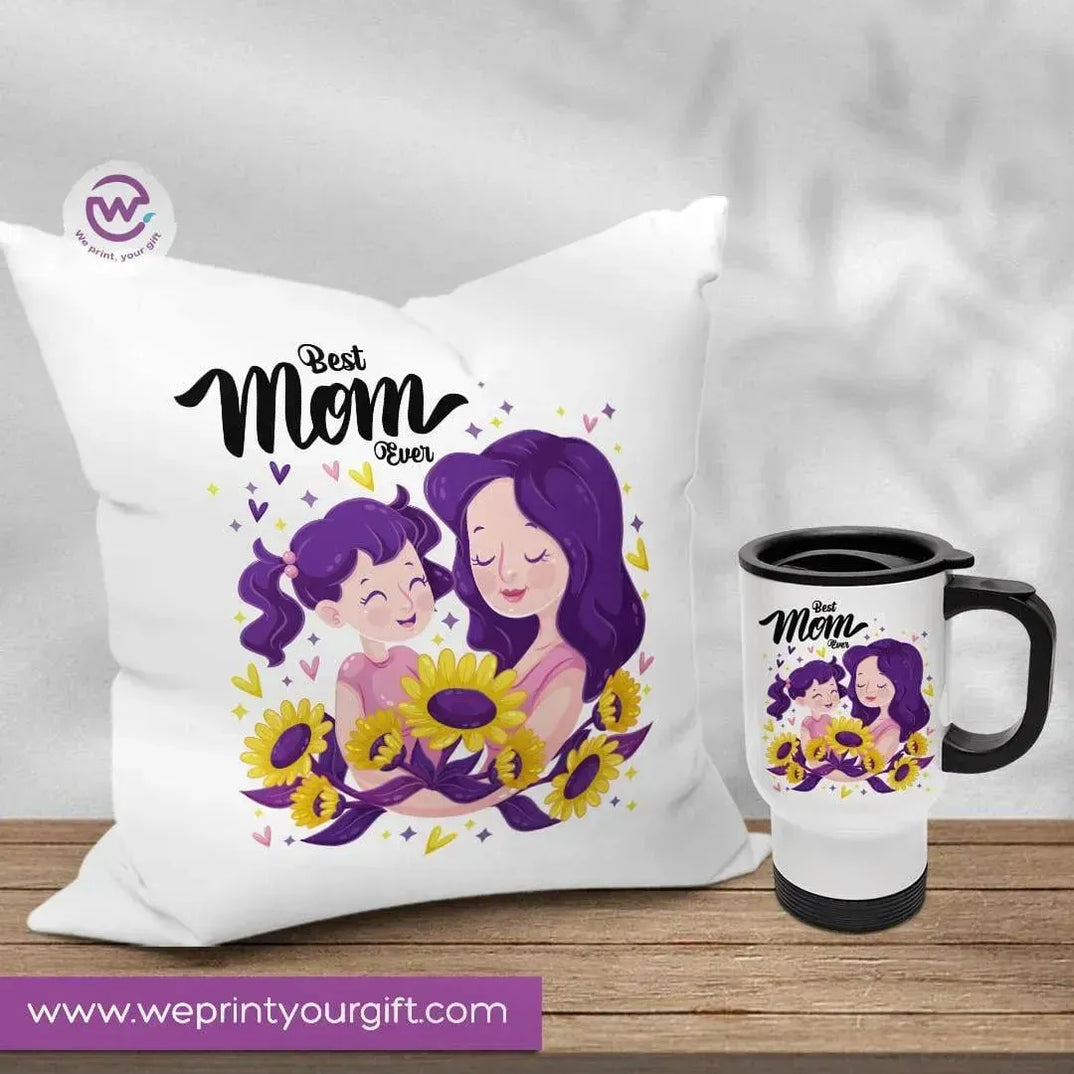 Set- ( Canvas Cushion Square Shape +Travel Mug ) -Mother's Day - WE PRINT