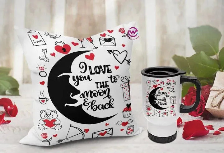 Set- ( Canvas Cushion Square Shape +Travel Mug ) -Valentine's Day - WE PRINT