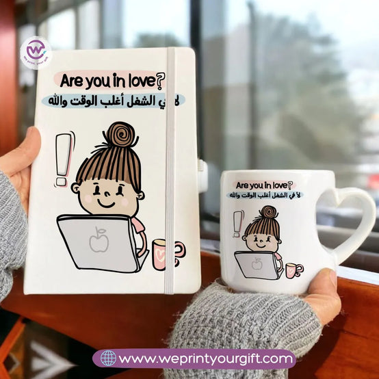 Set (Heart handle mug+ Notebook)- Comic - WE PRINT