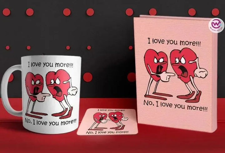 Set- ( Notebook hard covers + Ordinary ceramic mug + Coaster 6 ml ) -Valentine's Day - WE PRINT