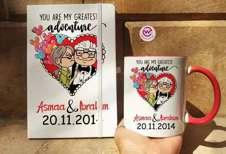 Set - ( Rubber Covers Notebook+ Colored Inside-Handle Mug )-Valentine's Day - WE PRINT