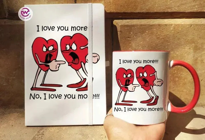 Set - ( Rubber Covers Notebook+ Colored Inside-Handle Mug )-Valentine's Day1 - WE PRINT