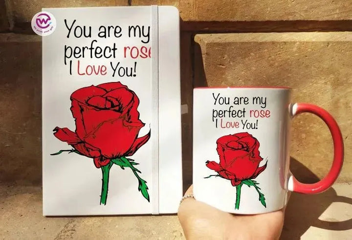 Set - ( Rubber Covers Notebook+ Colored Inside-Handle Mug )-Valentine's Day1 - WE PRINT