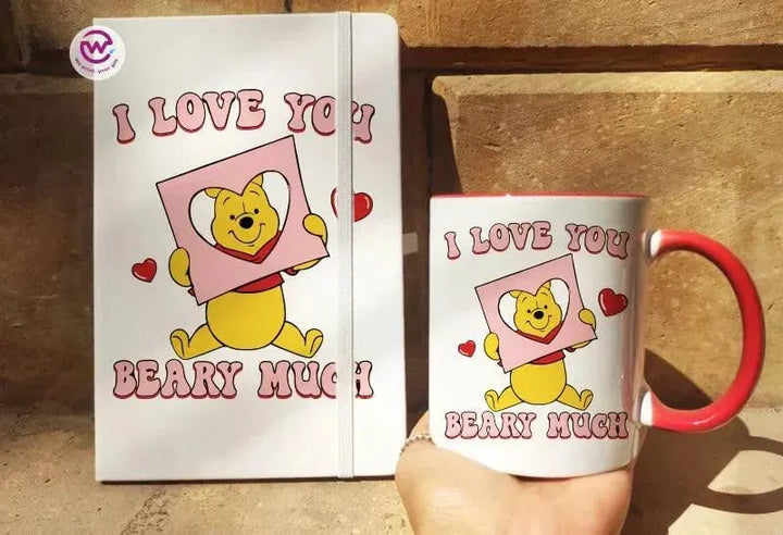 Set - ( Rubber Covers Notebook+ Colored Inside-Handle Mug )-Valentine's Day1 - WE PRINT