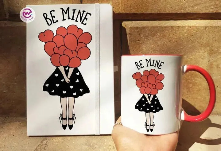 Set - ( Rubber Covers Notebook+ Colored Inside-Handle Mug )-Valentine's Day1 - WE PRINT