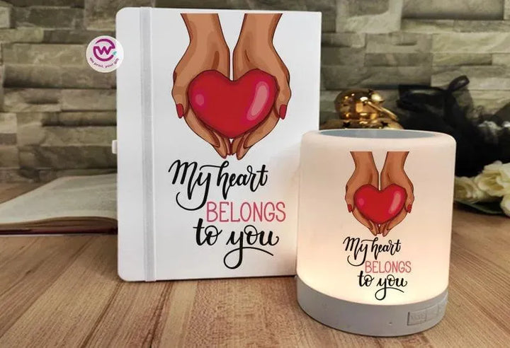 Set - ( Rubber Covers Notebook+ Touch Lamp speaker )-Valentine's Day - WE PRINT