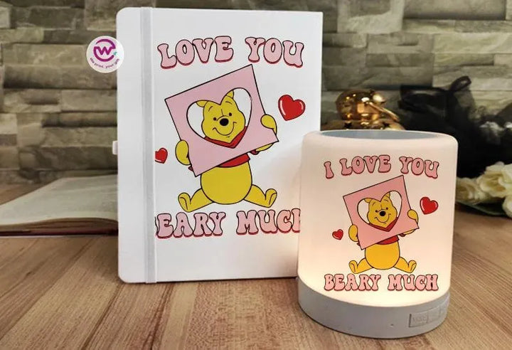 Set - ( Rubber Covers Notebook+ Touch Lamp speaker )-Valentine's Day - WE PRINT