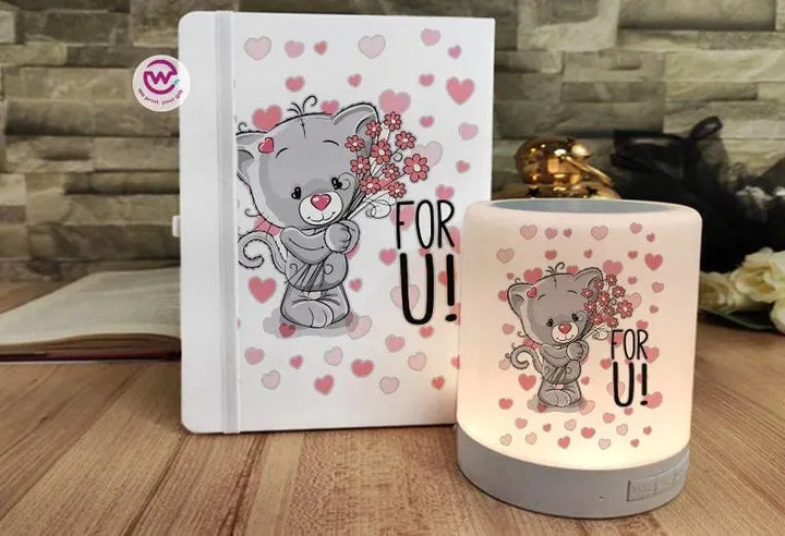 Set - ( Rubber Covers Notebook+ Touch Lamp speaker )-Valentine's Day - WE PRINT