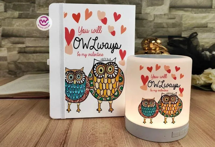 Set - ( Rubber Covers Notebook+ Touch Lamp speaker )-Valentine's Day - WE PRINT