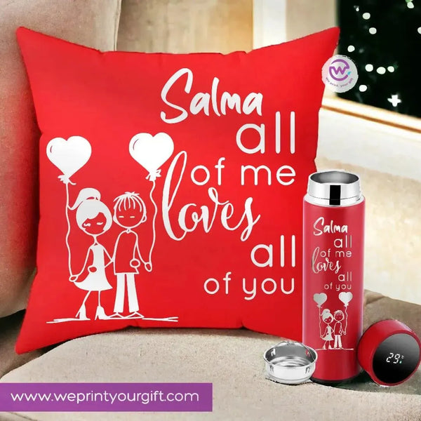 Set- ( Square Cushion + Digital Thermal Thermos ) -Valentine's Day - WE PRINT