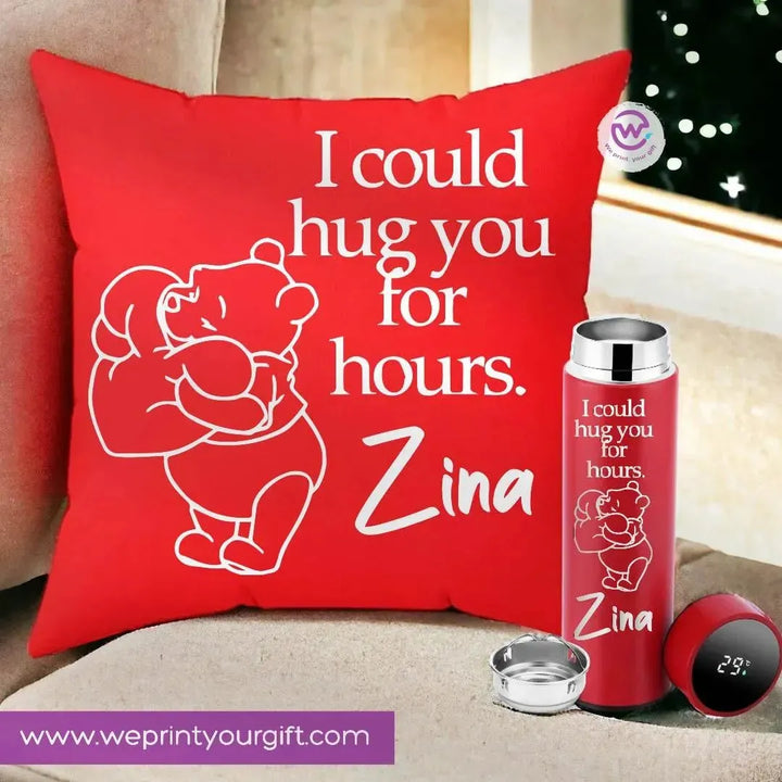 Set- ( Square Cushion + Digital Thermal Thermos ) -Valentine's Day - WE PRINT