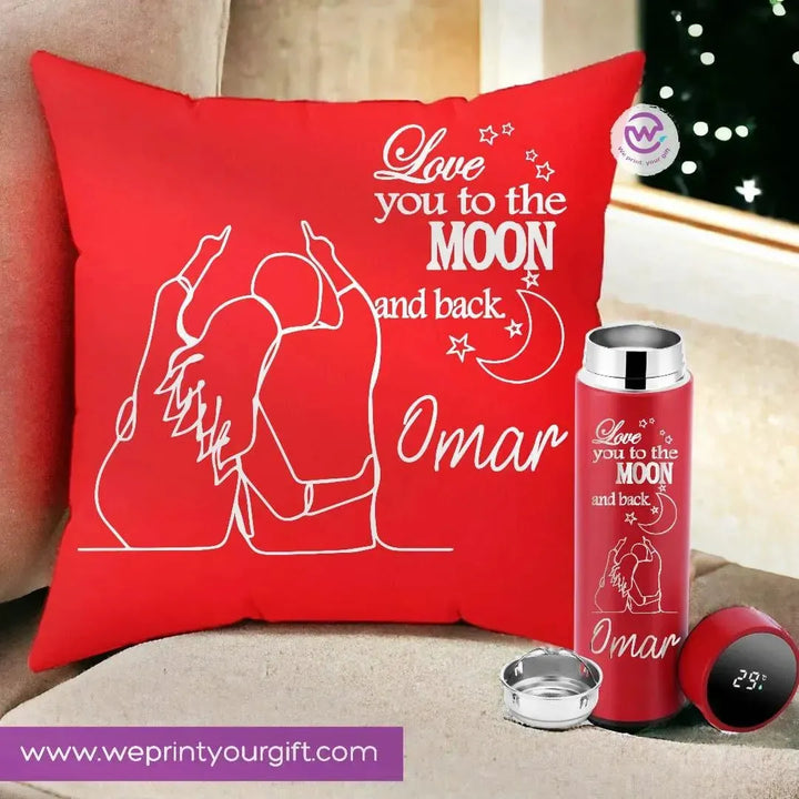 Set- ( Square Cushion + Digital Thermal Thermos ) -Valentine's Day - WE PRINT