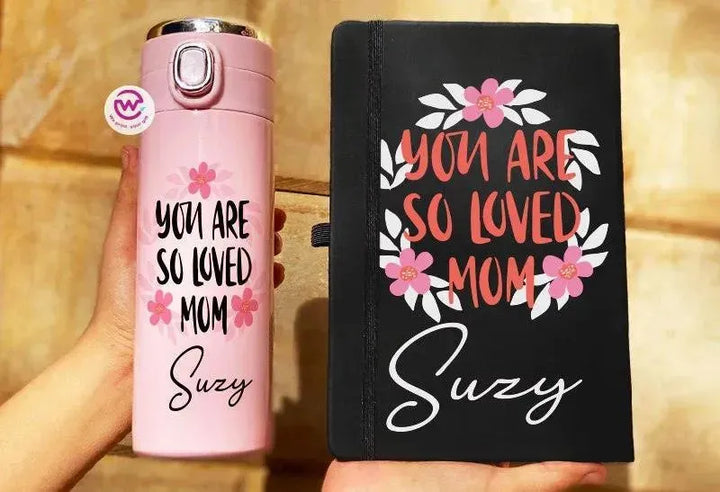 Set ( Thermal Mug with Lock & Digital Screen + Rubber Notebook ) - Mother's Day 1 - WE PRINT