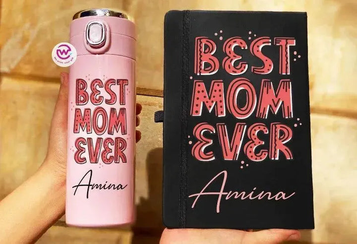 Set ( Thermal Mug with Lock & Digital Screen + Rubber Notebook ) - Mother's Day 1 - WE PRINT