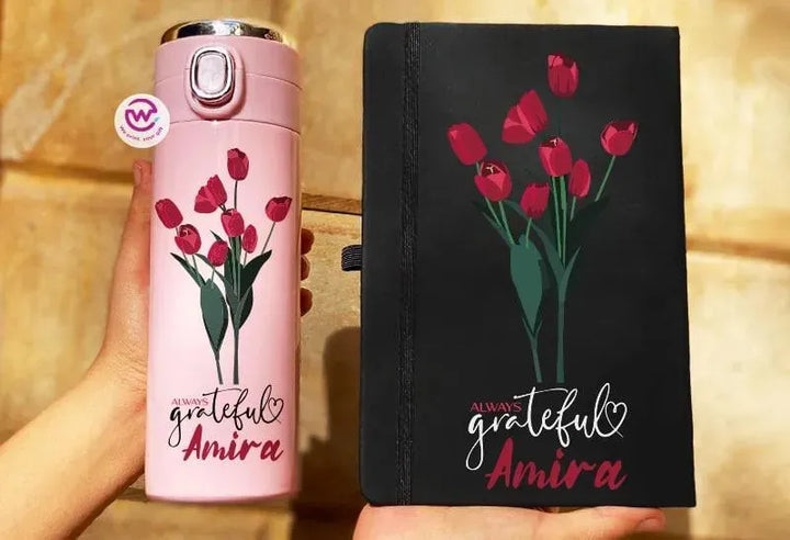 Set ( Thermal Mug with Lock & Digital Screen + Rubber Notebook ) - Mother's Day - WE PRINT