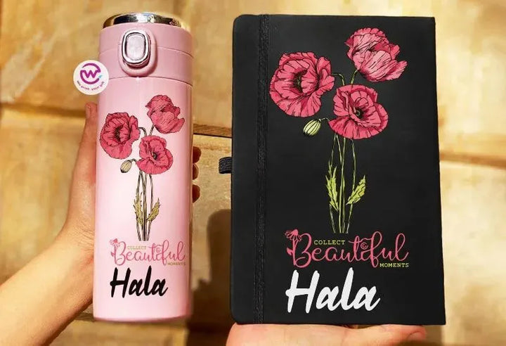 Set ( Thermal Mug with Lock & Digital Screen + Rubber Notebook ) - Mother's Day - WE PRINT