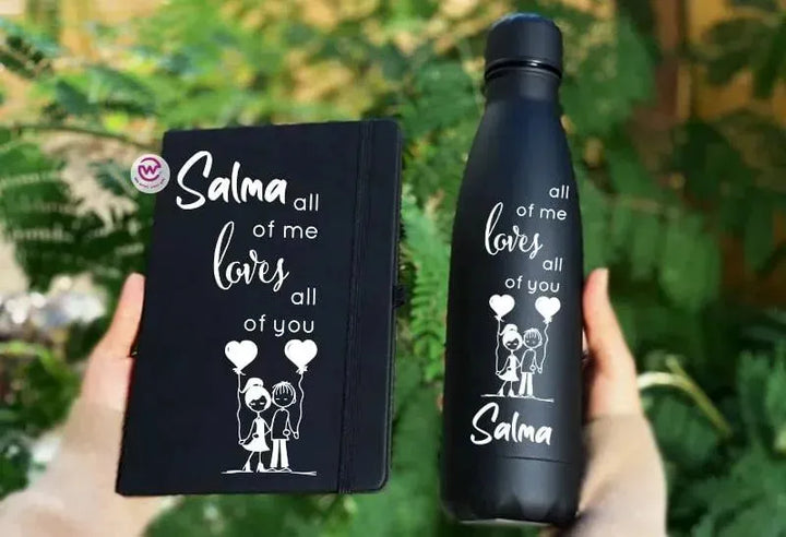 Set - ( Thermal Water bottle + Rubber Covers Notebook )-Valentine's Day - WE PRINT