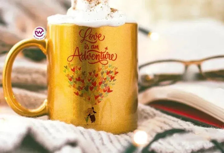 Sparkling mug-Gold-Valentine's - UP cartoon - WE PRINT