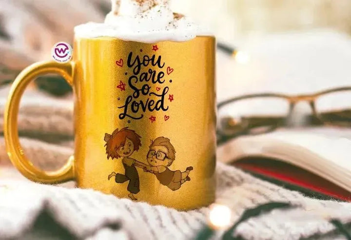 Sparkling mug-Gold-Valentine's - UP cartoon - WE PRINT