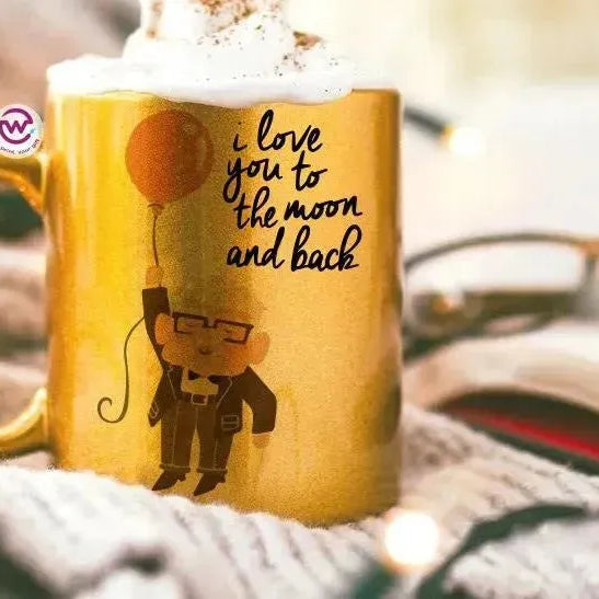 Sparkling mug-Gold-Valentine's - UP cartoon - WE PRINT