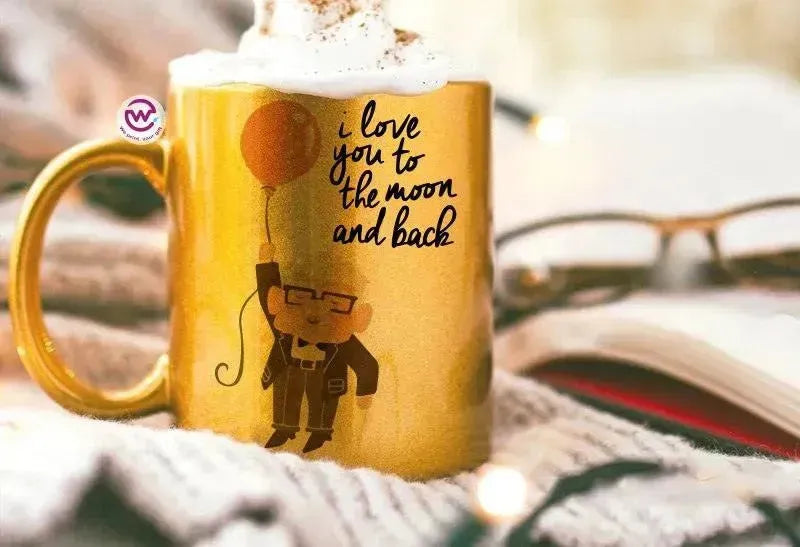 Sparkling mug-Gold-Valentine's - UP cartoon - WE PRINT