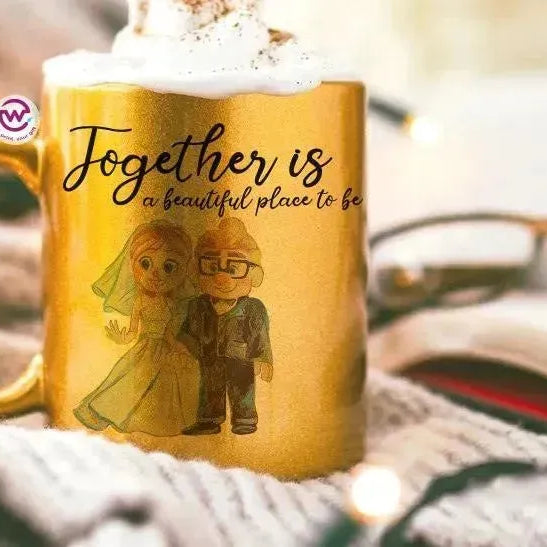 Sparkling mug-Gold-Valentine's - UP cartoon - WE PRINT