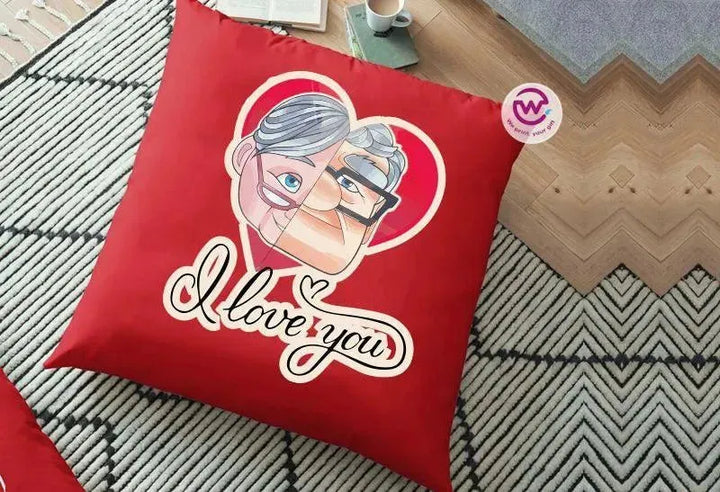 Square Cushion-Valentine's Day - UP Cartoon - WE PRINT